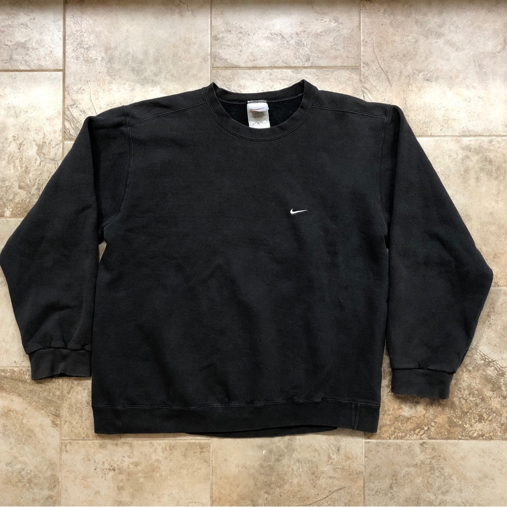 Vintage 90's Nike Made in USA Classic Nike Swoosh Black Crew Neck Men's L